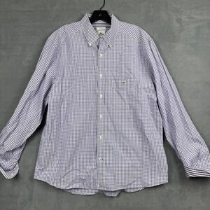 Lacoste Mens Purple Gingham Check Button Down Shirt Modern Fit Size 44 F5182